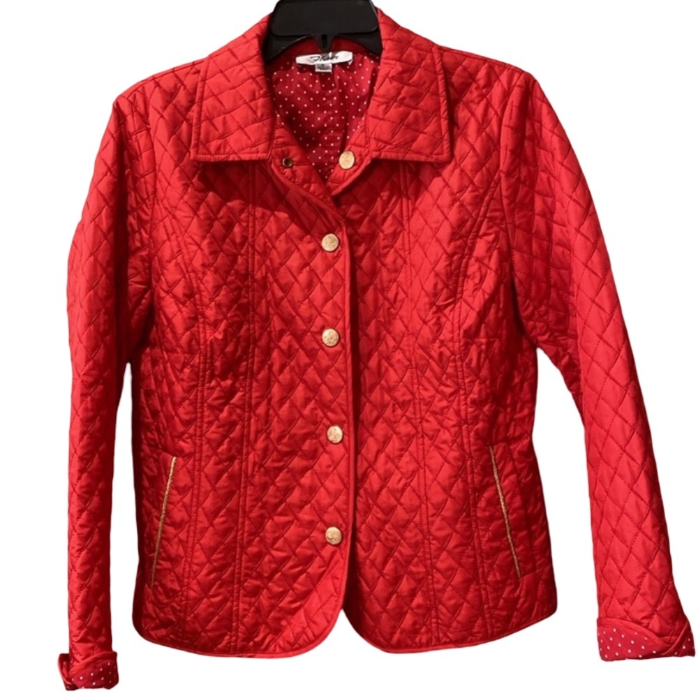 Flair New York Red Quilted Button Up Jacket Ladies Small